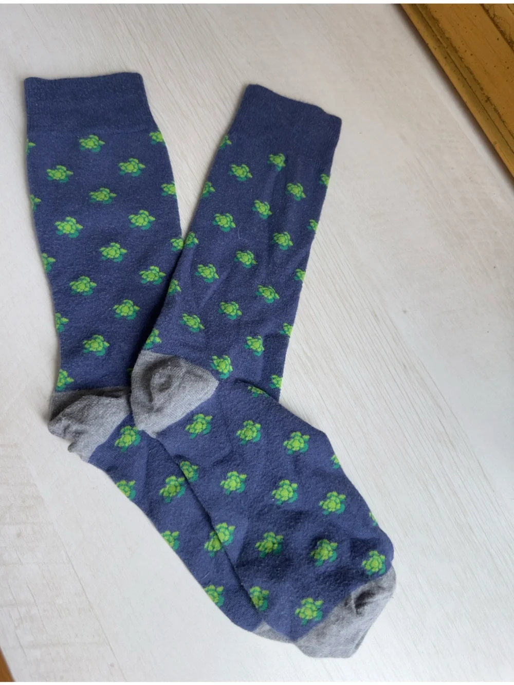 J. Crew Navy Blue Socks with Green  turtles like New